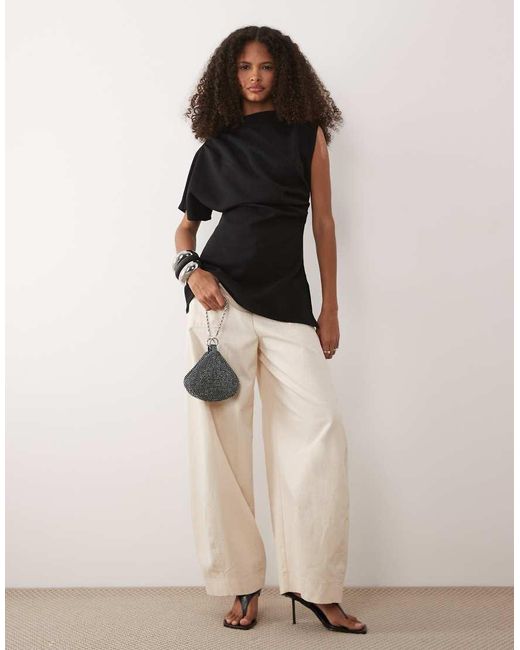 Y.A.S Black Asymetric Premium Jersey Structured Top