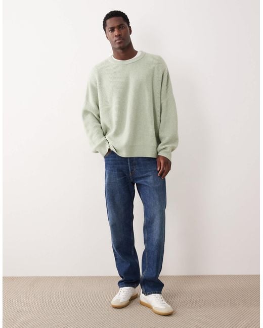 ASOS Natural Super Oversized Boxy Fit Knitted Fisherman Rib Jumper for men