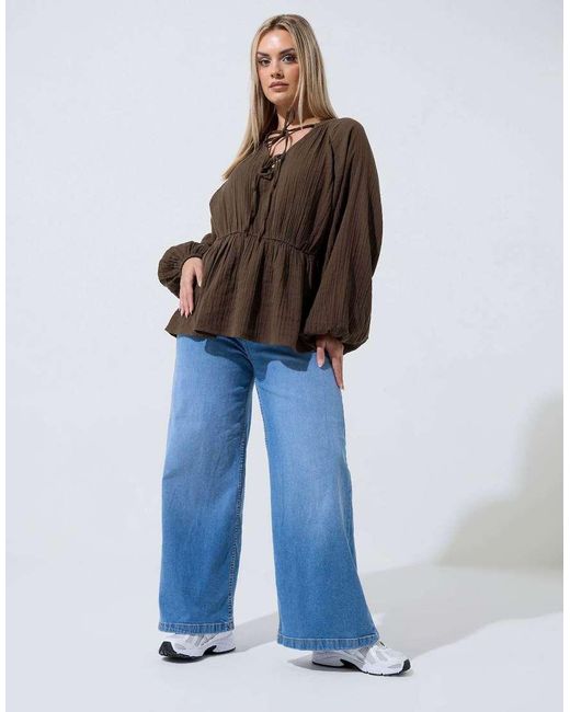 Yours Clothing Brown Cheesecloth Top