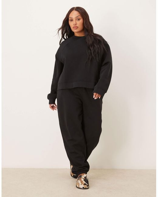 ASOS Black Asos Design Curve Oversized Brushback Sweatshirt With Raglan Detail