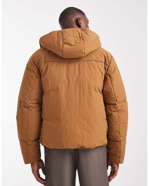 ASOS Natural Puffer Jacket With Seam Detail for men