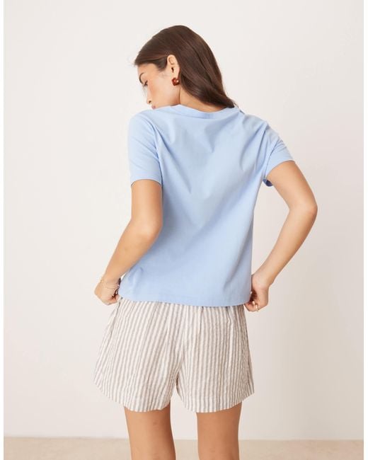 ASOS Blue Relaxed Baby Tee With Portugal Palm Tree Graphic