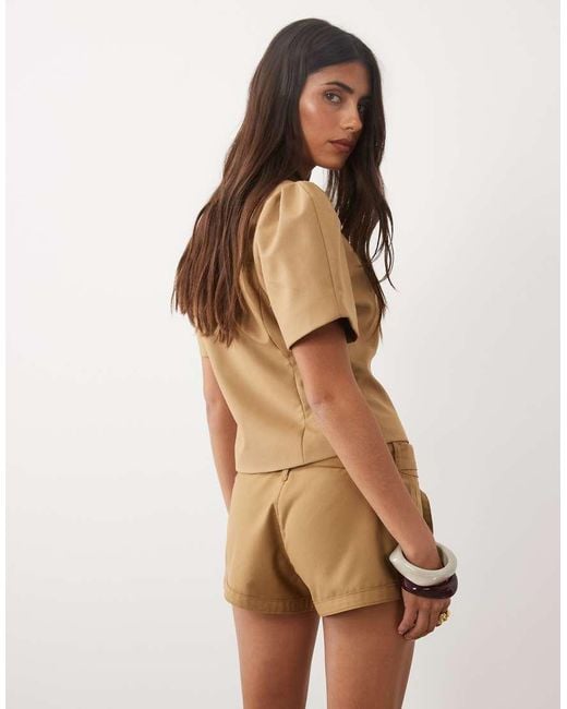Lioness Brown Afterglow Cotton Rich Belt Detail Mini Short Co-ord