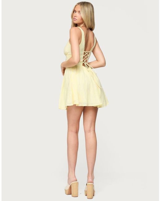 Edikted Natural Reina Embroidered Cotton Mini Dress