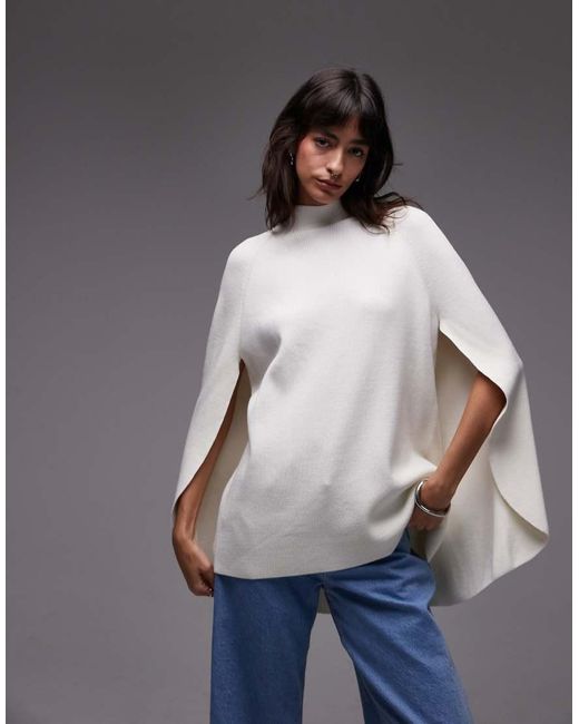 & Other Stories Gray High Neck Knitted Sweater With Cape Back And Sleeves
