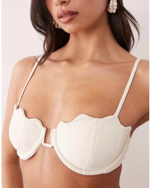 South Beach Brown Scallop Underwire Bikini Top