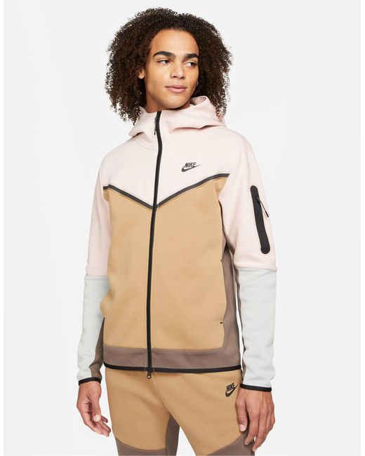 Nike Tech Fleece Full-zip Color Block Hoodie in Pink for Men | Lyst Canada