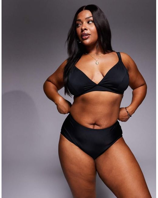 ASOS Black Asos Design Curve Maya Sao Paulo Mid Rise Short Bikini Bottom