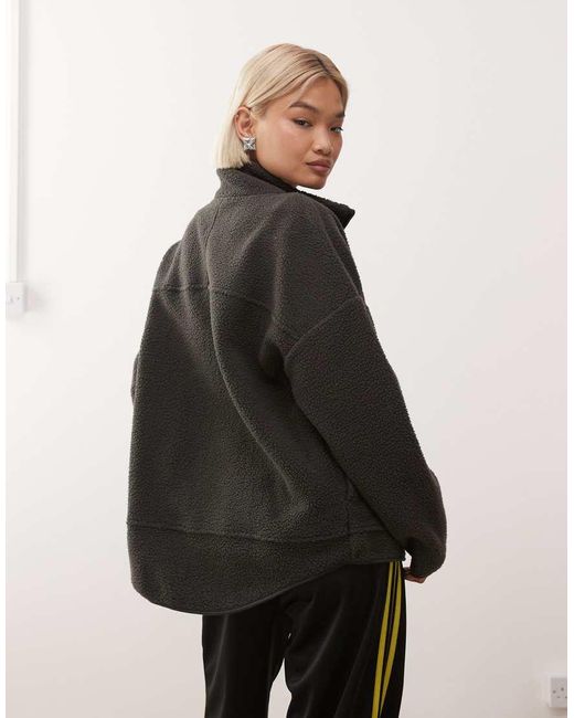 Noisy May Black Zip Thorugh Funnel Fleece