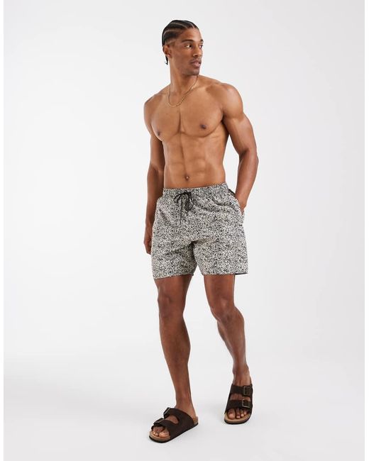 Lacoste Gray Printed Swim Shorts for men