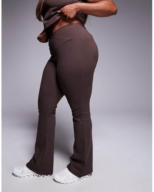 4505 Brown Curve Icon Wrap Waist Slim Kick Yoga leggings