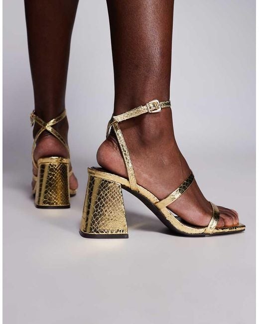 River Island Brown Strappy Low Block Heeled Sandal