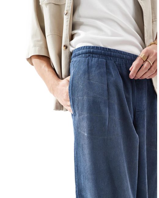 ASOS Blue Super baggy Cord Pants for men