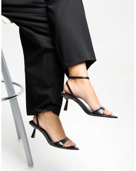 Bershka Black Heeled Sandals With Ankle Strap