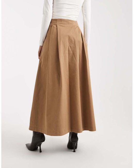 ONLY Natural Pleated Maxi A-line Skirt