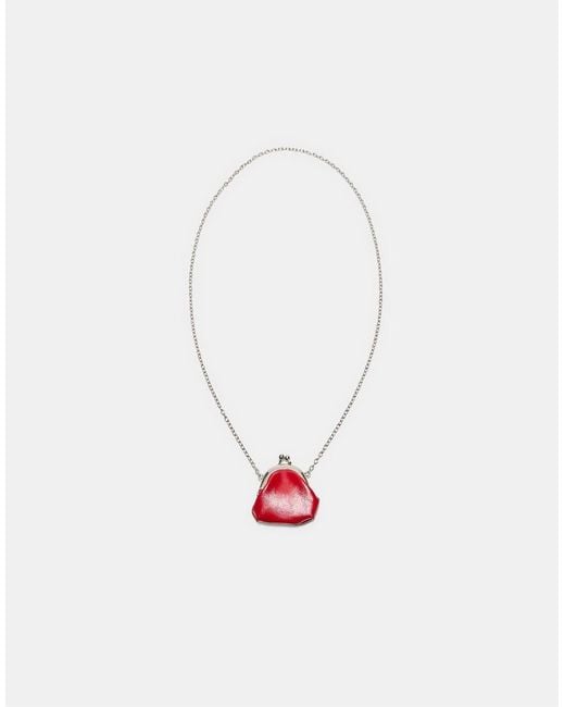 Stradivarius Blue Mini Pouch Bag Necklace
