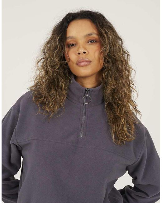 Brave Soul Blue Half Zip Polar Fleece Sweatshirt