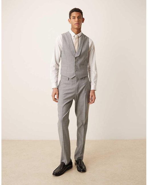 ASOS Gray Wool Mix Slim Suit Waistcoat for men