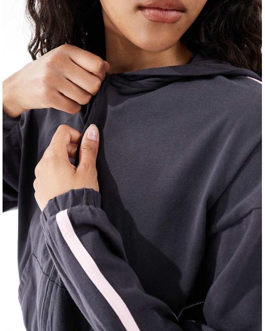 Cotton On Blue Departure Lounge Crop Hooded Zip Through