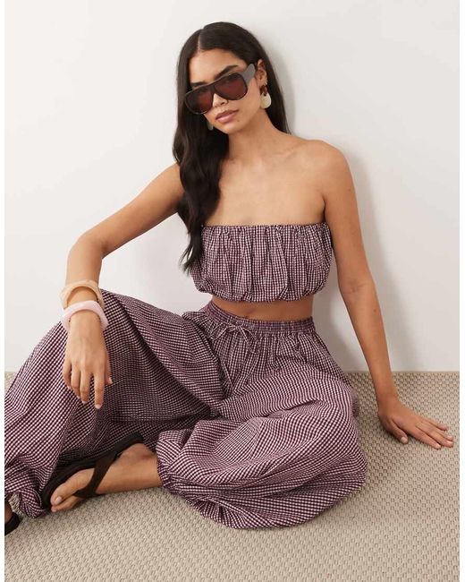 ASOS Brown Ruched Bandeau Top