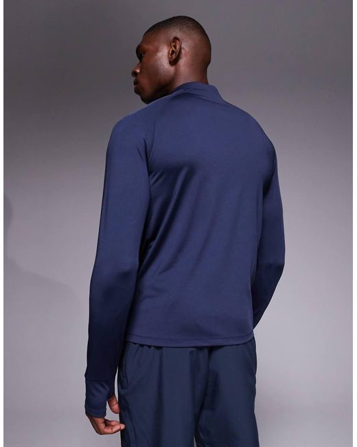 4505 Blue Slim Fit 1/4 Zip Base Layer Long Sleeve Running Top for men