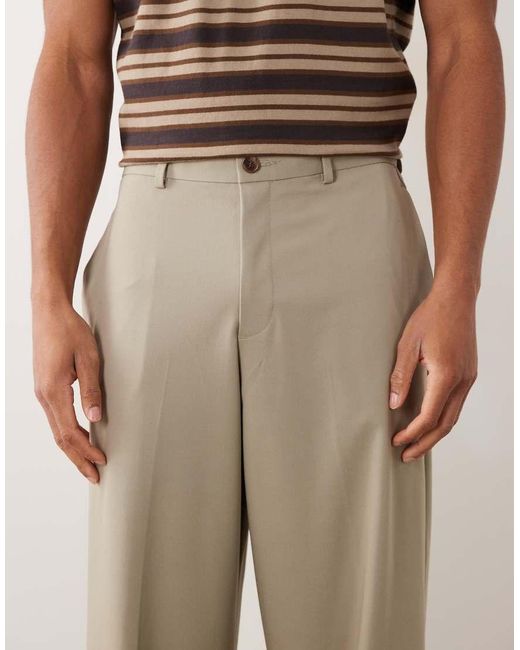 ASOS Natural Smart Wide Leg Comfort Stretch Pants for men