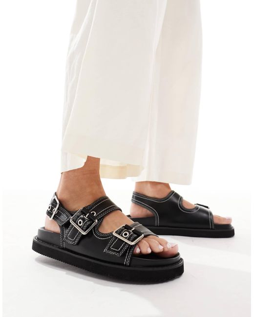New Look Natural Slingback Chunky Sandal With Contrast Stitch