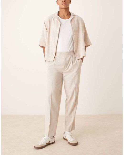 ASOS Nette Broek Met Wijde Pijpen in het Natural voor heren