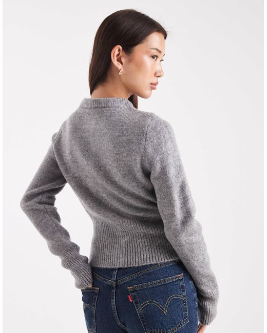 ASOS Gray Fluffy Neat Fit Knitted Cardigan