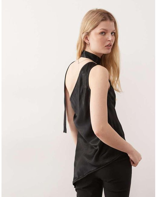 Reclaimed Vintage Black One Shoulder Top With Scarf Detail