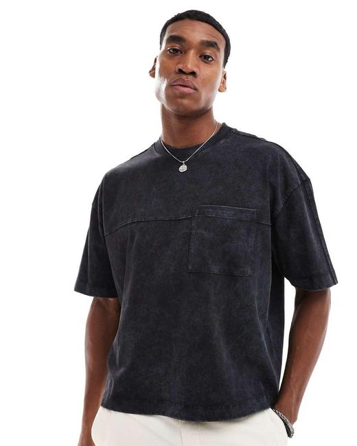 ASOS Black Oversized Boxy T-Shirt With Panel Detailing for men