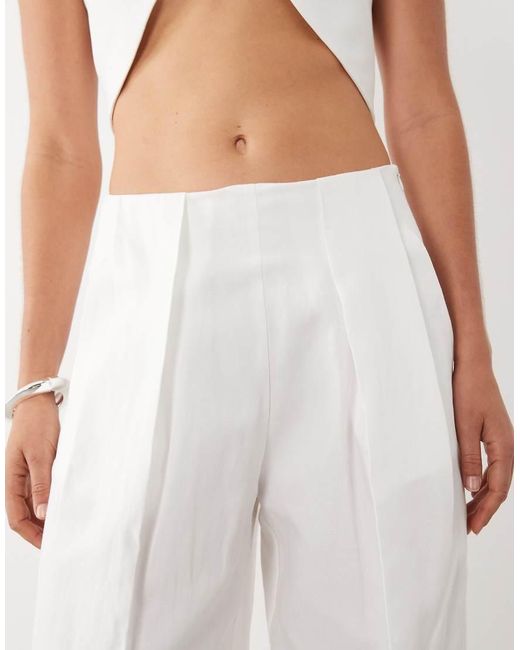 Mango White Starring Hailey Bieber Pleat Front Tailored Straight Trouser Co-Ord