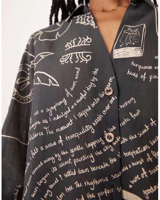 Camicia Oversize Con Stampa Di Palme di Never Fully Dressed in Black