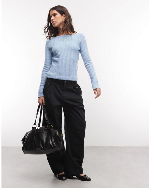 Monki Blue Gerippter strickpullover