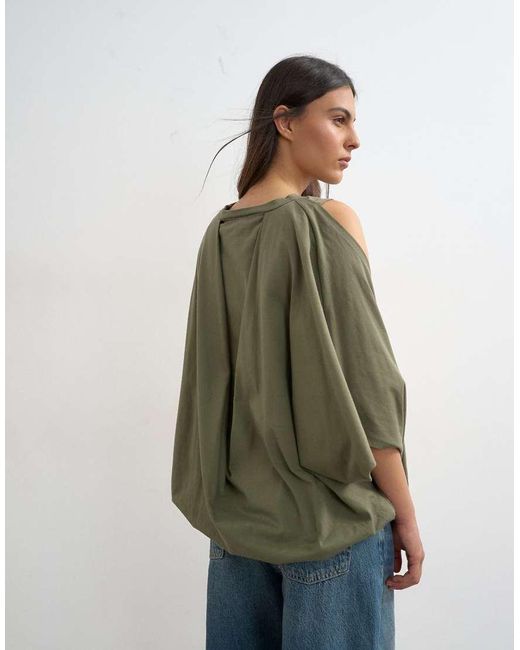 TOPSHOP Green Cape Draped Tee