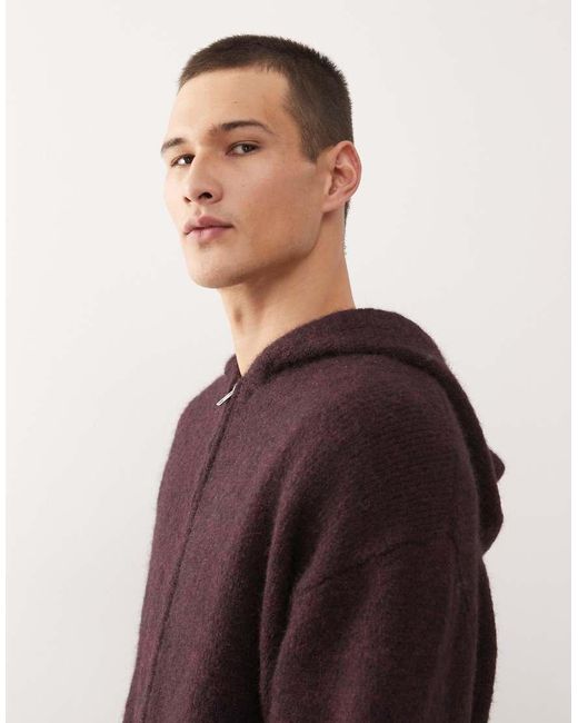 Sudadera Con Capucha De Punto De Mezcla De Lana Premium De -Rojo Weekday de hombre de color Black