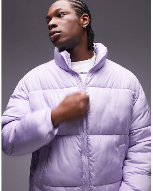 TOPMAN Puffer Jacket in Purple for Men | Lyst