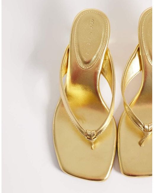 ASOS Natural Wide Fit Havana Toe Thong Kitten Heel Sandals