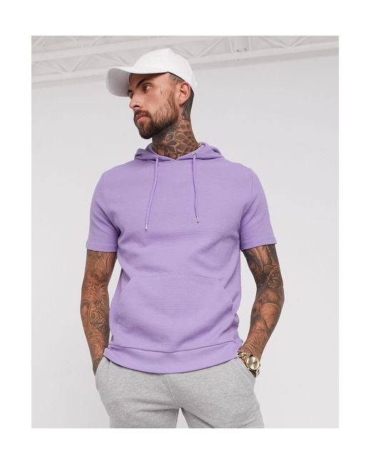 ASOS Purple Short Sleeve Hoodie for men