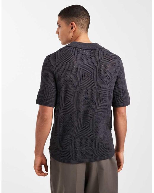 Levi's Blue Open Knit Camp Shirt for men