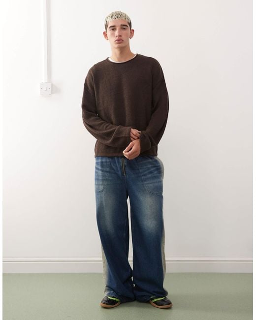 Collusion Multicolor Slouchy Oversized Fine Knitted Jumper for men