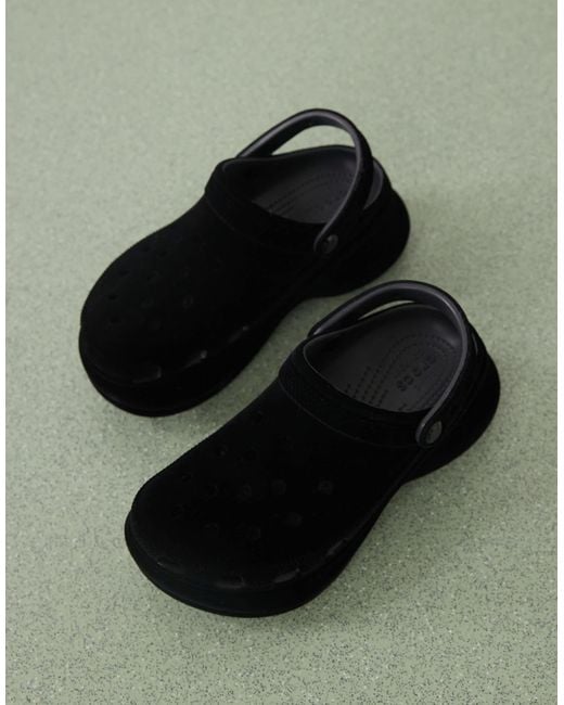 CROCSTM Black Bae Velvet Platform Clog
