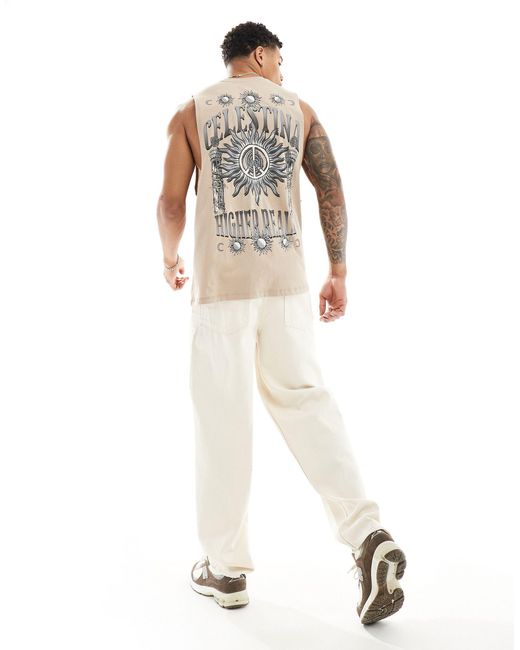 Camiseta holgada con estampado celestial en la espalda ASOS de hombre de color White