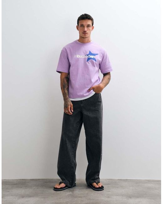 ASOS Purple Boxy Relaxed T-shirt With Star Graphic for men