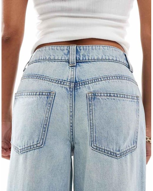ASOS Blue Asos Design Petite High Waist Wide Leg Jeans