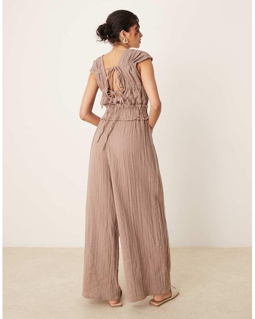 ASOS Natural Double Cloth Gathered Bust Jumpsuit