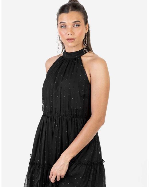 ANAYA Black Halter Neck Tiered Maxi Dress