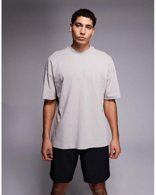 4505 Gray Back Print Oversized Heavyweight Cotton T-Shirt With Quick Dry Finish for men