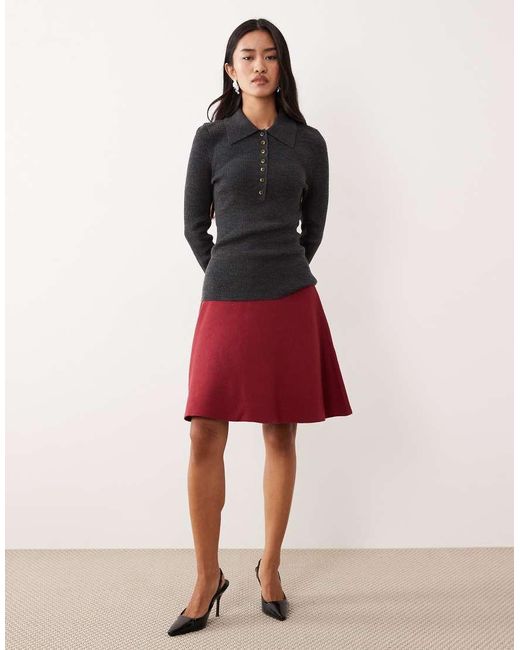 Y.A.S Red Knitted Mini Skirt