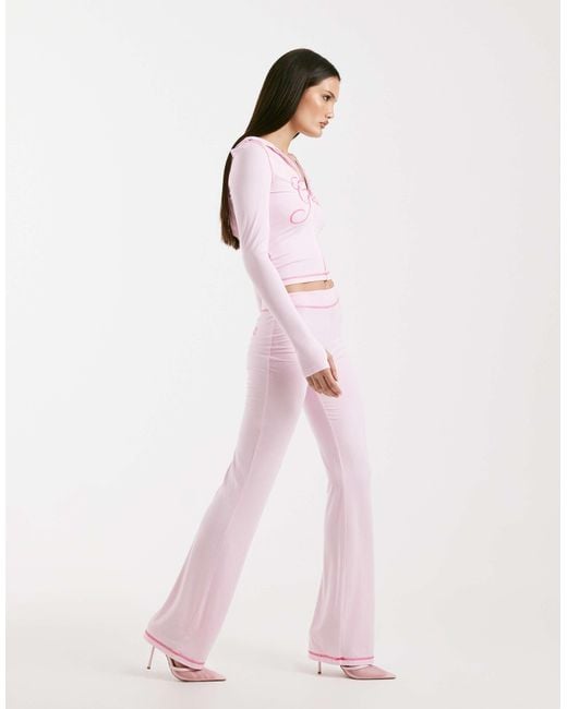 I.AM.GIA Pink Blare Logo Back Print Contrast Stitch Track Pant Co-Ord
